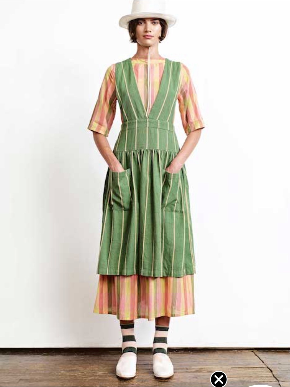Ellen Pinafore Dress in Cactus